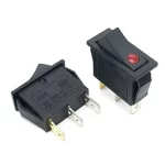 کلید راکر 3 پایه یک طرف چراغ باریک مشکی - تصویر 2