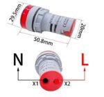 ولت متر AC چراغ سیگنالی (قرمز) 22mm - تصویر 3