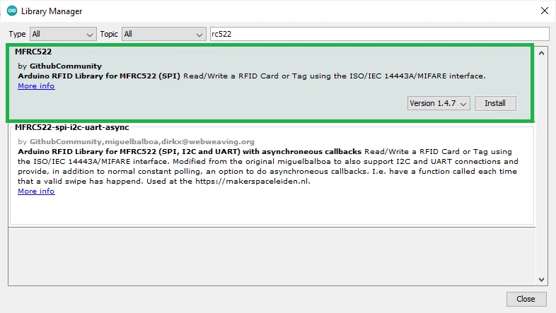 کتابخانه ماژول RC522 - دانلود کتابخانه آردوینو