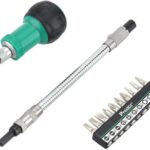 ست پیچ گوشتی مشتی جغجغه ای 10 تایی  پروسکیت مدل 1PK-201 به همراه رابط