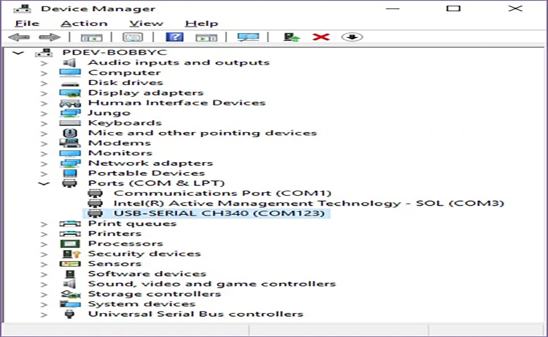 عبارت USB-SERIAL CH340 (COM#)