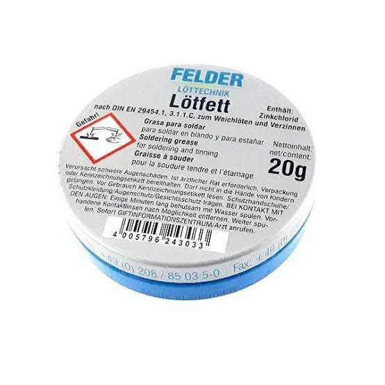 IMG_20250917_124709_205 روغن لحیم LOTFETT FELDER کوچک 25 گرمی طوسی (قوطی پلاستیکی) - تصویر 1