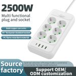 شش راهی برق یونیورسال با 3 خروجی USB و تایپ سی (سفید) - تصویر 3