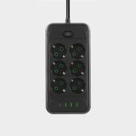 شش راهی برق یونیورسال با 3 خروجی USB و تایپ سی (مشکی) - تصویر 3