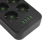 شش راهی برق یونیورسال با 3 خروجی USB و تایپ سی (مشکی) - تصویر 5