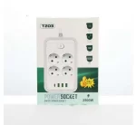 چهار راهی برق یونیورسال با 3 خروجی USB و تایپ سی 2500 وات (سفید) مدل T203 - تصویر 3