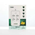 چهار راهی برق یونیورسال با 3 خروجی USB و تایپ سی 2500 وات (سفید) مدل T203