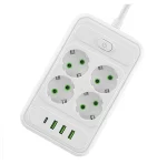 چهار راهی برق یونیورسال با 3 خروجی USB و تایپ سی 2500 وات (سفید) مدل T203